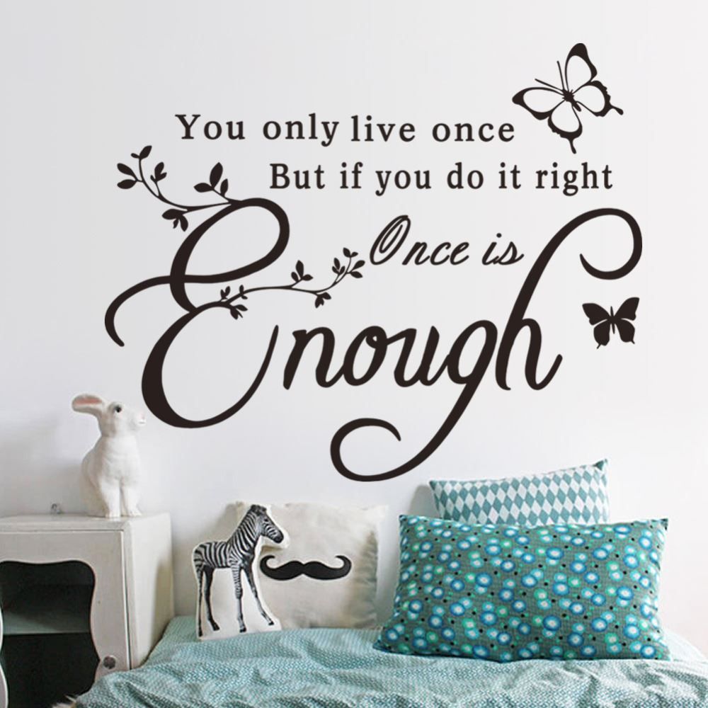 ce Is Enough Creative Quotes Butterfly Wall Sticker Inspirational Wall Decals Home Decoration Wallpaper Unique Wall Decals Wall Mural Decals From Lin8858