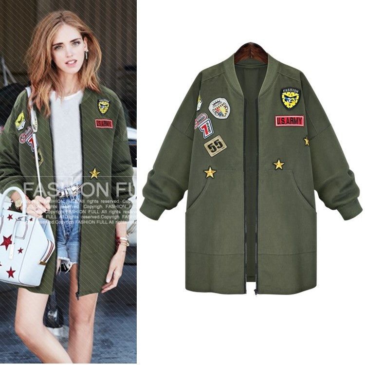 Plus Size 5xl Army Green Bomber Jacket Women 2016 New Fashion See larger image - Plus Size 5xl Army Green Bomber Jacket Women 2016 New Fashion