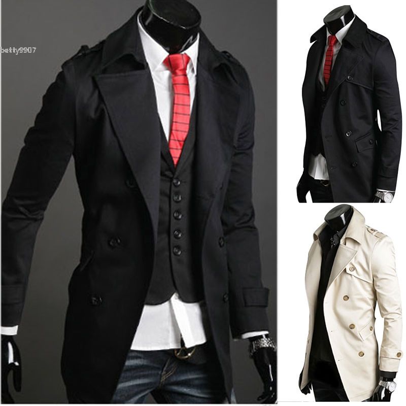 2018 Men S Clothing Designer Autumn Windbreaker Double Breasted Casual ...