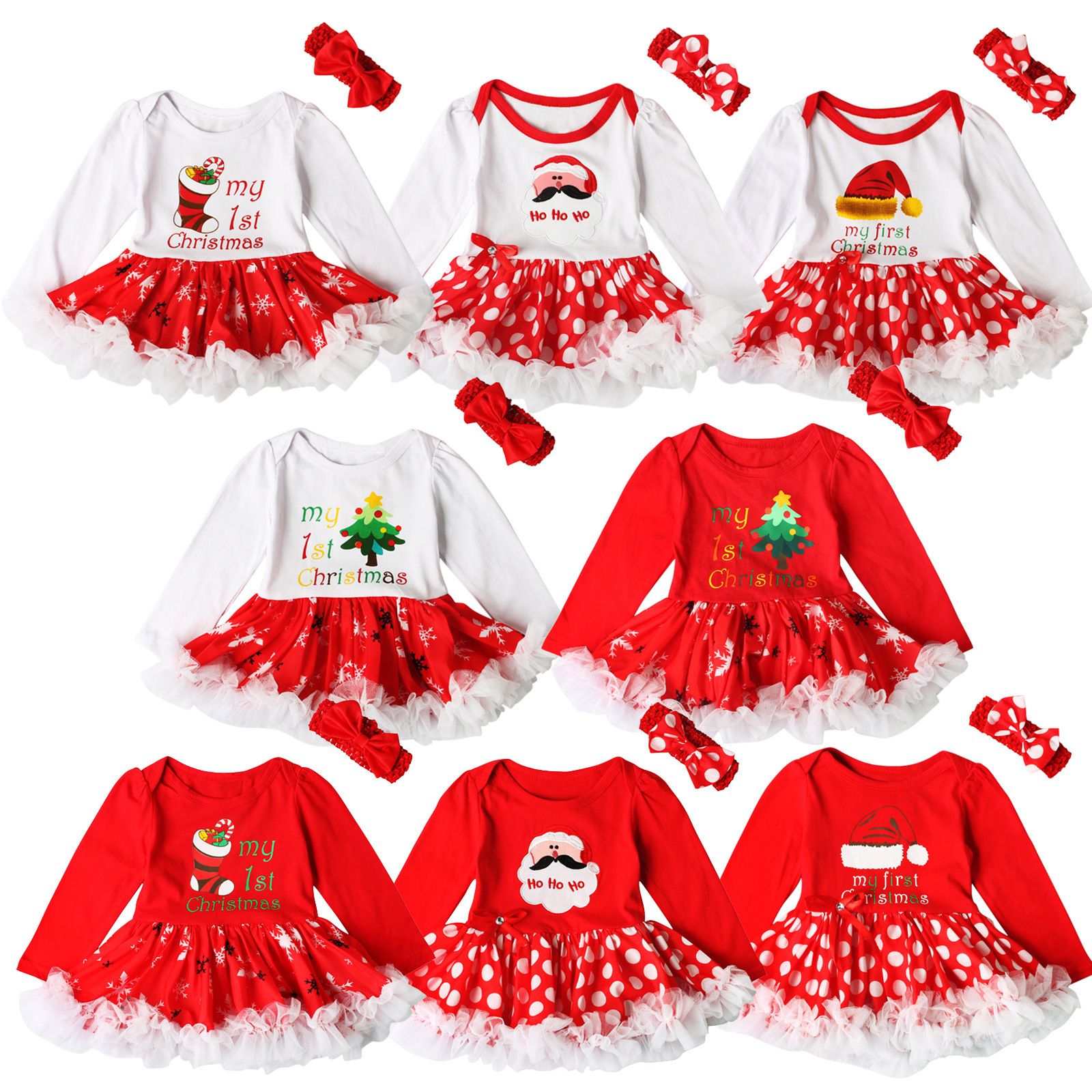 2018 ins baby girls christmas red romper tutu dress sets my 1st christmas tutu sets