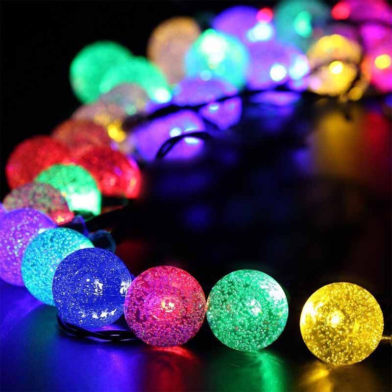 Novelty Solar Led Lights Outdoor 6m 30leds Crystal Ball String Lamp Pendant Fairy Wedding Garden Garland Free