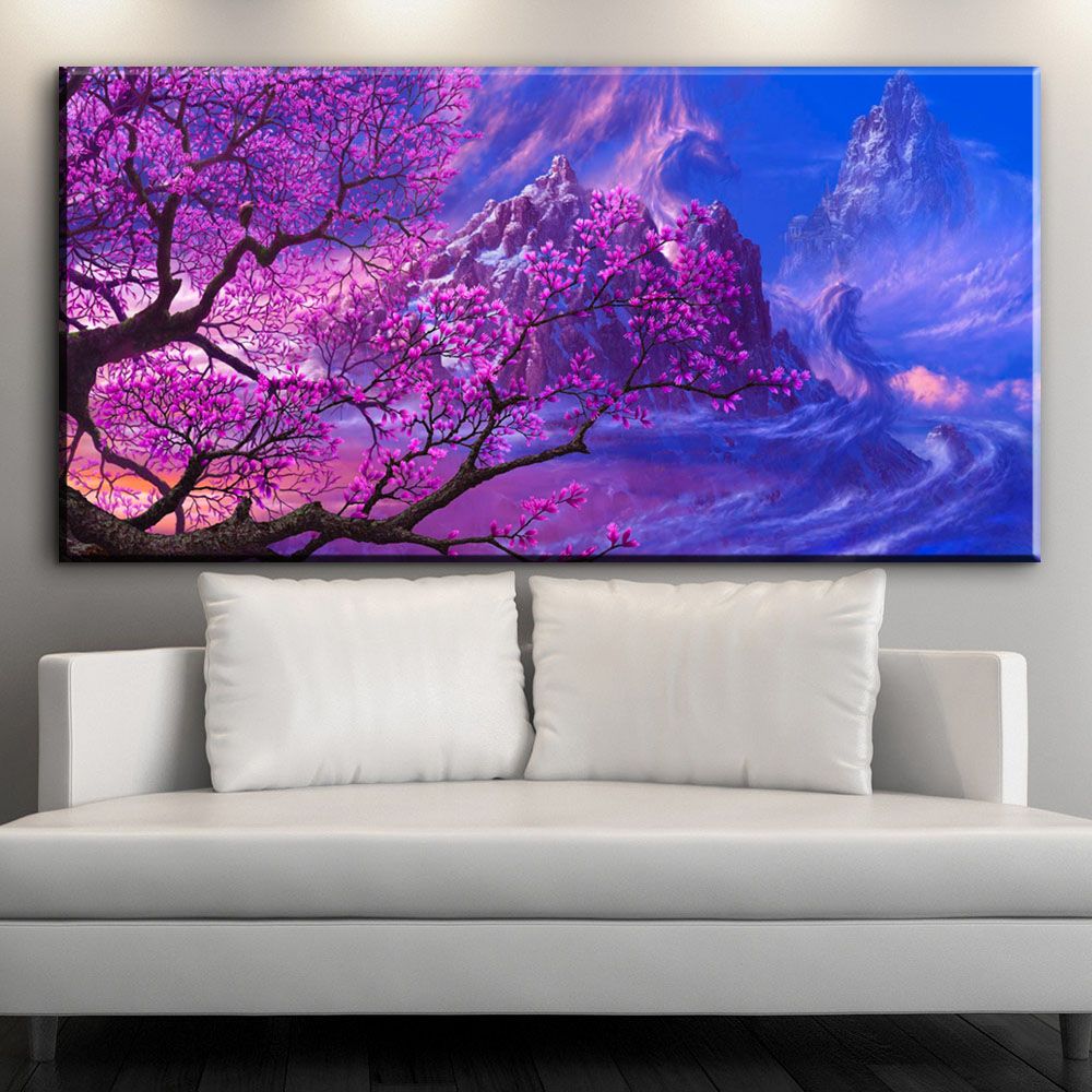 Schöne Leinwand Poster Und Drucke Kunst Sakura Mount Fuji Landschaft Leinwand Bilder –lgemälde Für Wohnzimmer Wand Von Xiadar02 $10 04 Auf De Dhgate