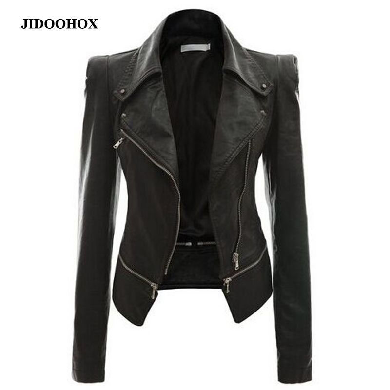 Whole 2018 New Faux Leather Coat Motorcycle Zipper Brown Whole 2018 New Faux Leather Coat Motorcycle Zipper Brown Jacket Women Fashion Cool Outerwear Winter Plus Size S 4xl Down Womens