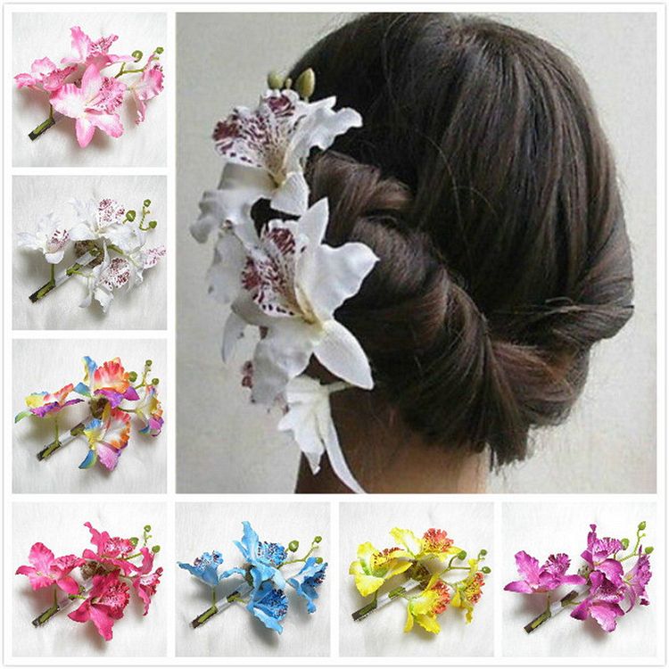orchid flower hair clip