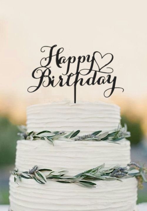 Wholesale Best Quality Occasion Black Happy Birthday Acrylic Cake Topper With Heart For Brithday ...