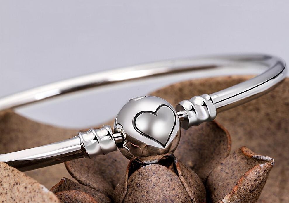 New Silver Silver Plated Heart Bracelet Women Jewelry For DIY Bead