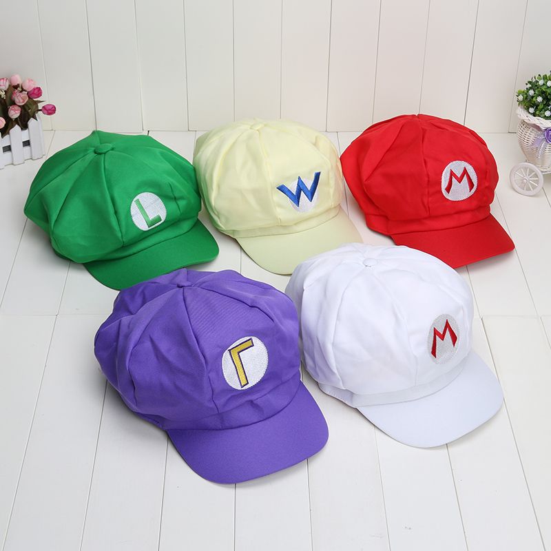 Mario Hats 5 Colour Super Mario Bros Hat Luigi Cap Anime Cosplay Very ...