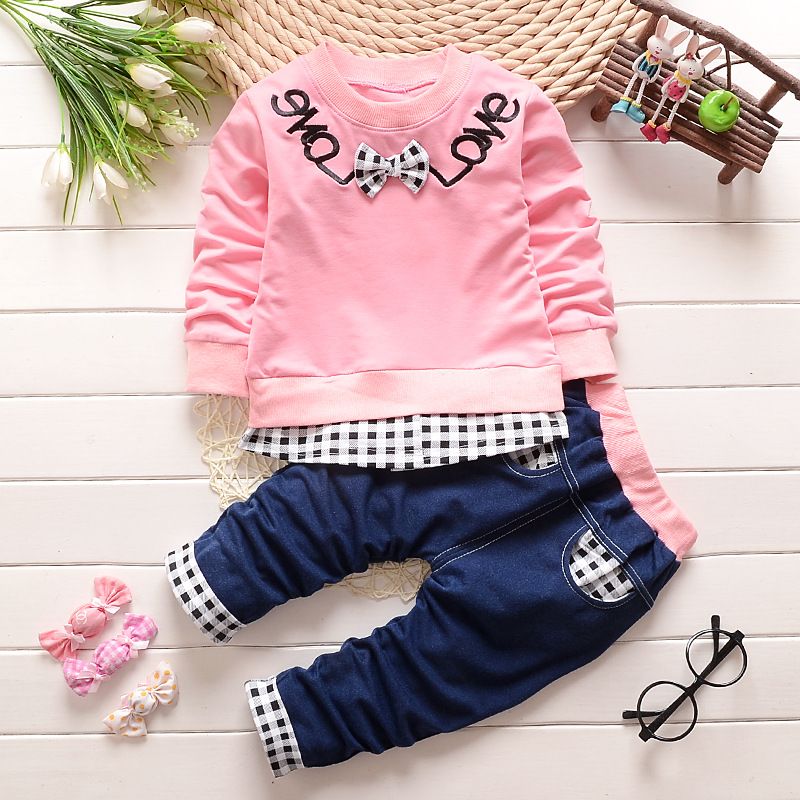 2019 Toddler Baby Boy Girl Long Sleeve T Shirt+Denim Pants Clothes Set ...