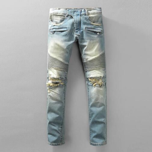 2019 Brand Men Jeans Washed Denim Trousers Youth Mens Tattered Jeans ...