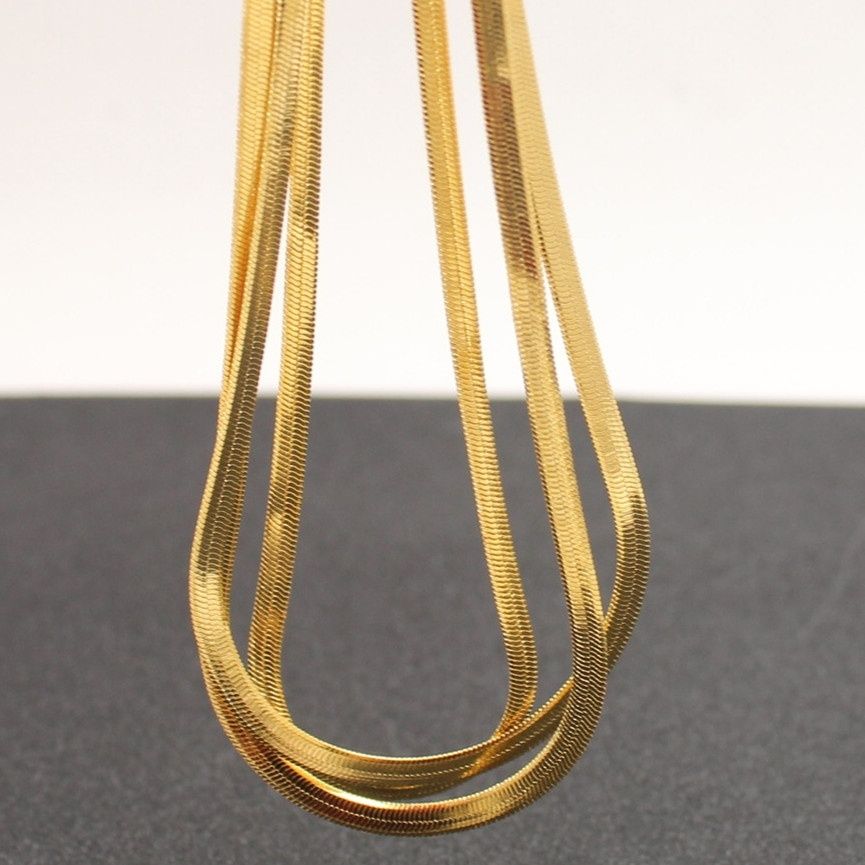 2020 Fashoin 24k Real Yellow Gold Filled Snake Bone Chain ...