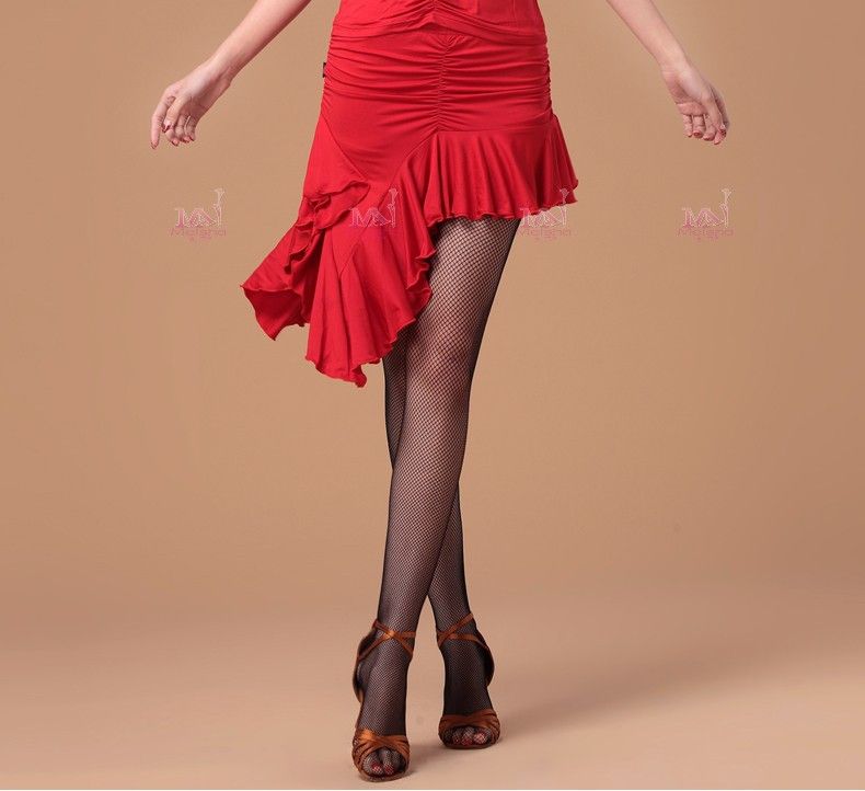 Falda de baile latino para mujer Rojo / Negro / Vestidos de cóctel de leopardo Seda de leche Samba / Salsa / Paso Doble Práctica / Baile de rendimiento