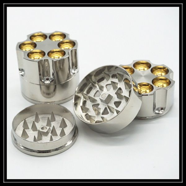 Gold Bullet Grinder 40mm 50mm 3 Part Layers Herb Cigar Grinder Smoking