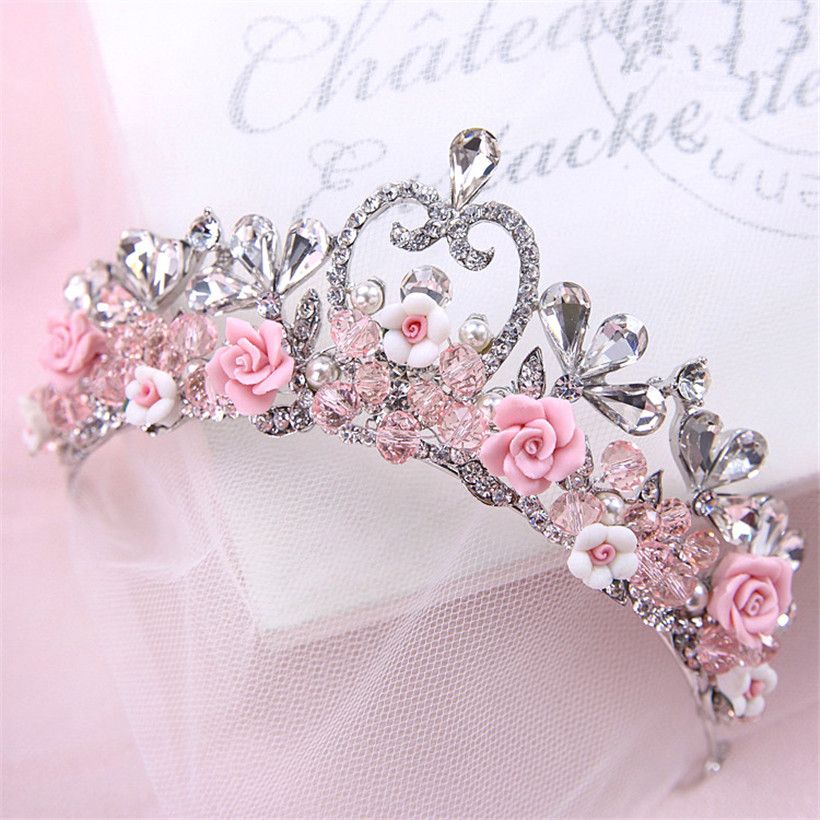 Despistes [Libre] Wedding-bridal-pink-flower-princess-crown