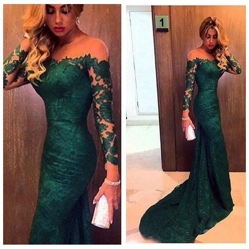 emerald green trumpet dress