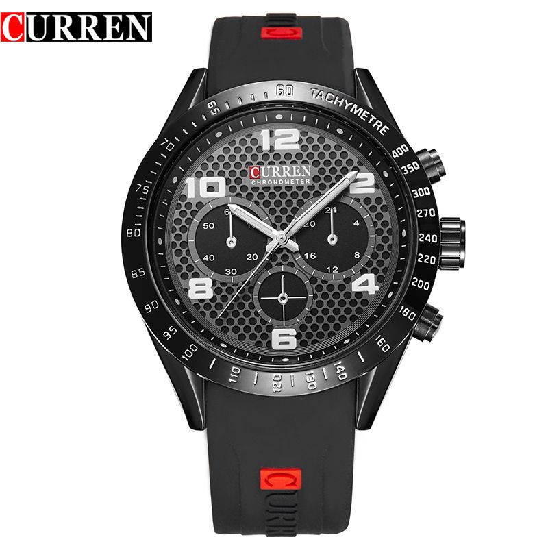curren 8167 with large dial watches rubberbelt fashion false three