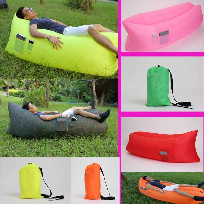 Fast Inflatable Air Sleeping Bag Nylon Hangout Lazy Sofa Bed Outdoor