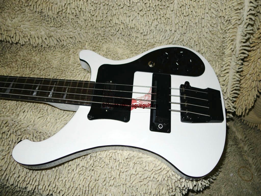 Custom White 4003 Bass 4 Strings Bass Guitar Black Hardware, Double