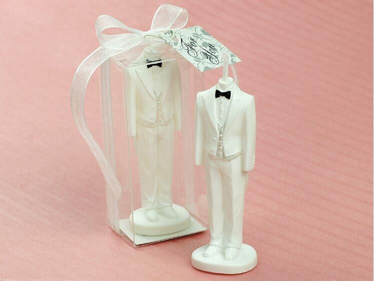 compre 100 unids / lote boda velas boda blanco novio vestido velas