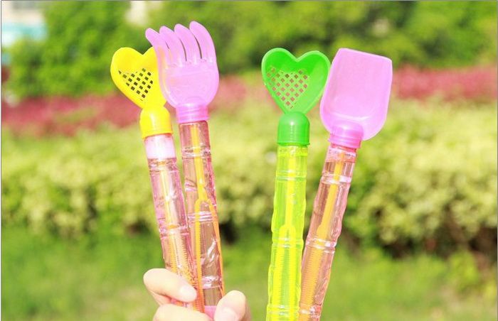 empty bubble bottles with wands