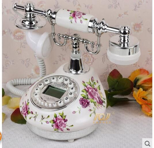 Beautiful White Ceramic Antique Telephone Landline Phones Retro Decor