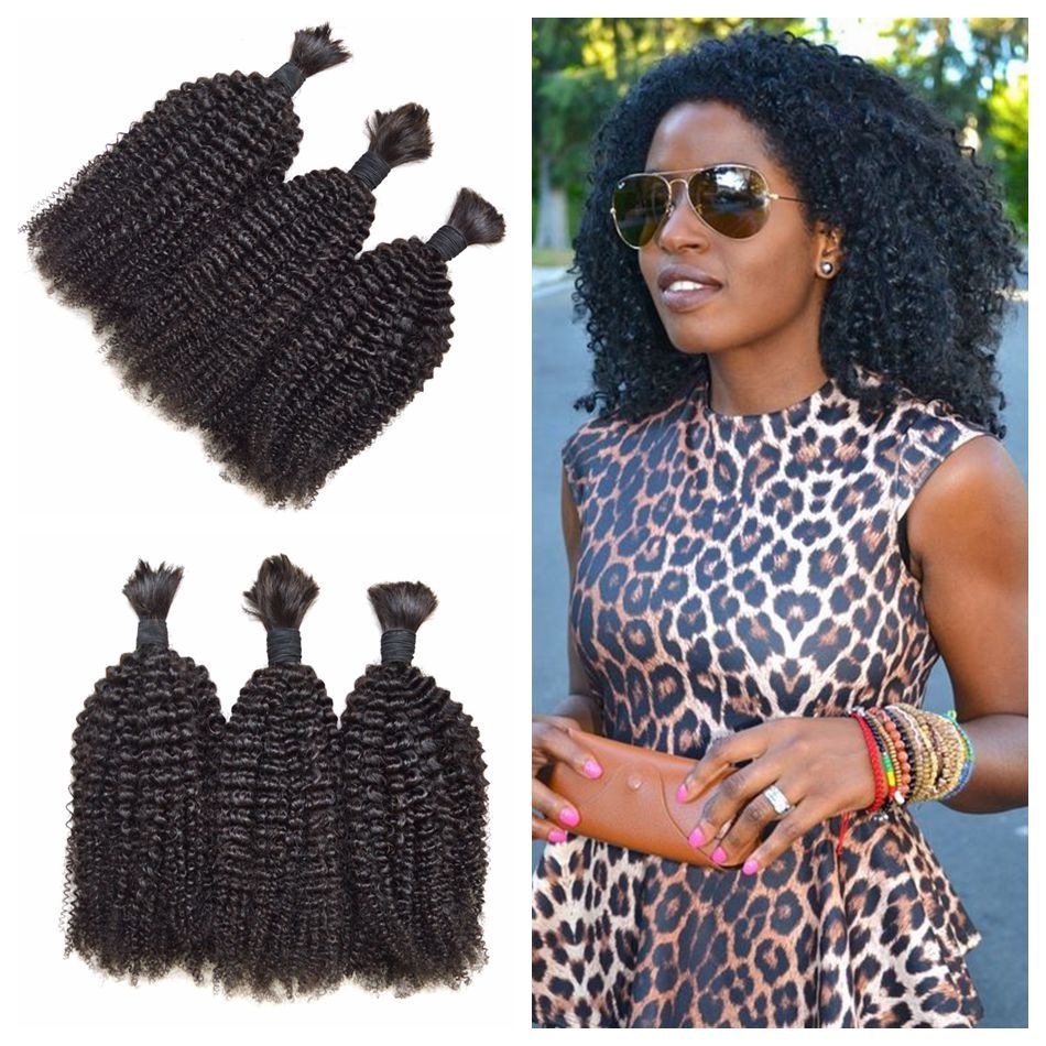 Human Hair Bulk For Braiding No Weft No Attachment Mongolian Afro