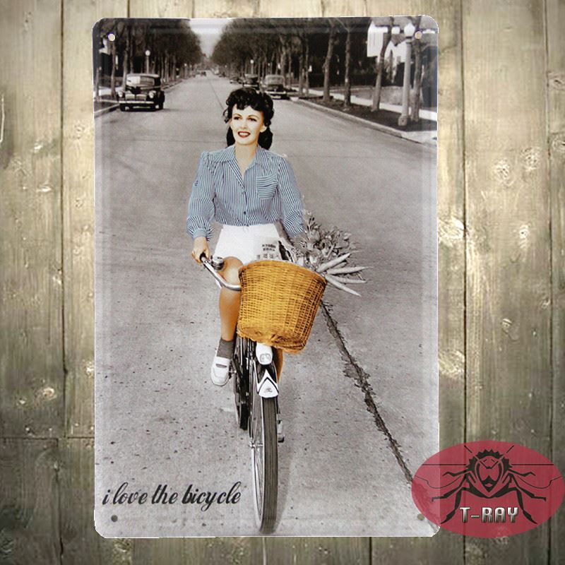 i love riding bike metal poster craft painting bar cafe decoration