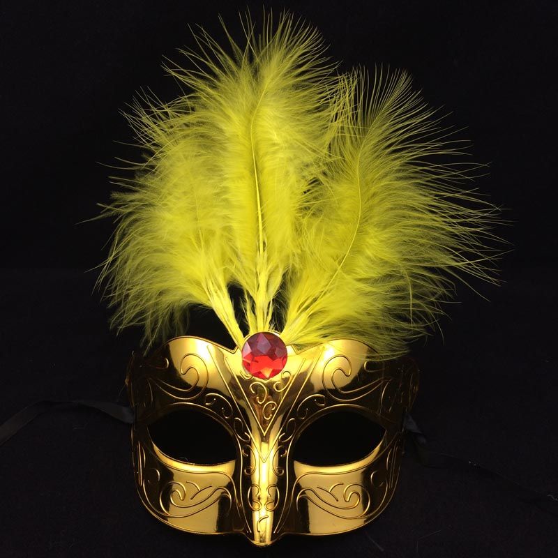 New Feather Mask Luxury Masquerade Party Mask Half Face Gold
