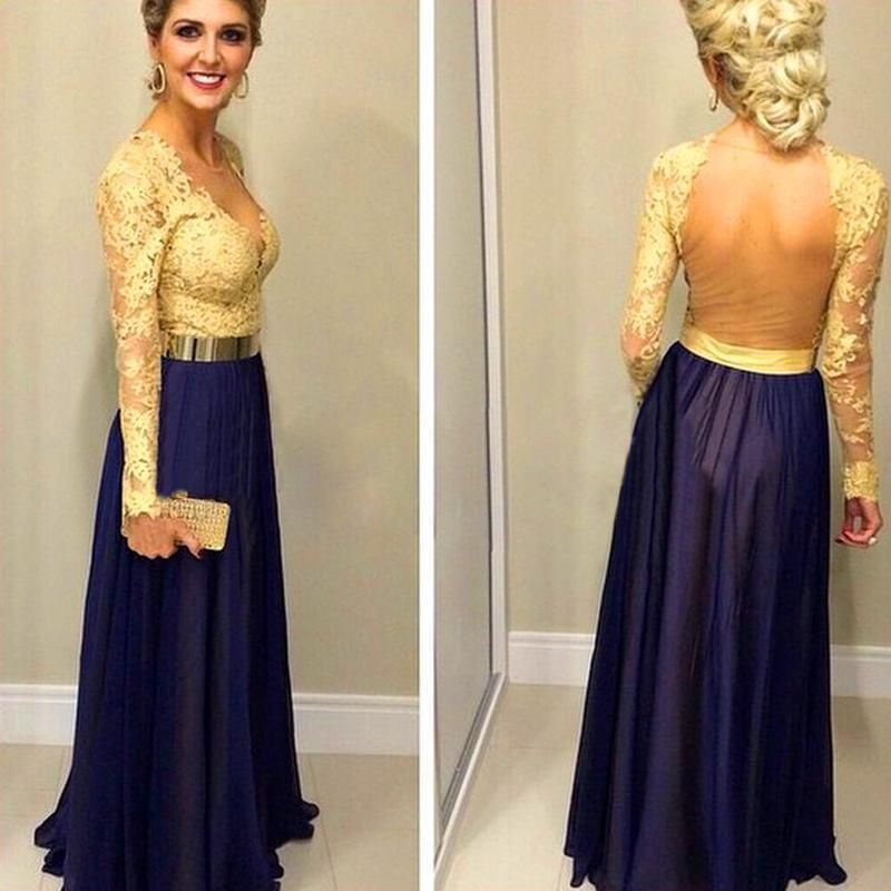 yellow and navy blue prom