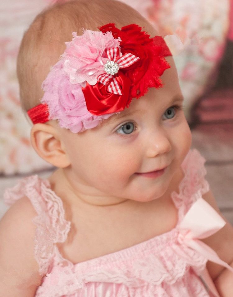 cute bady girls head pieces with sequins hand made flower 5 style