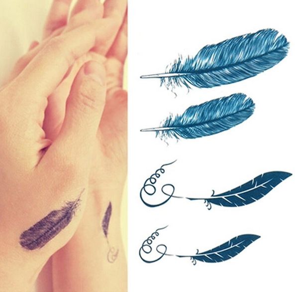 set of wrist tattoo decal feather temporary sticker transfer hand set of wrist tattoo decal feather temporary sticker transfer hand