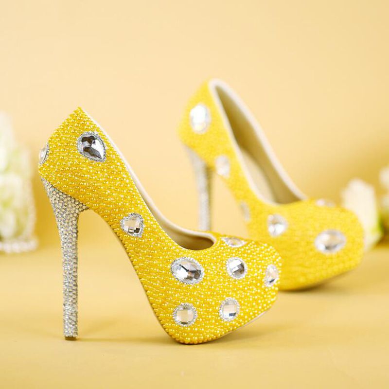 yellow high heels for wedding