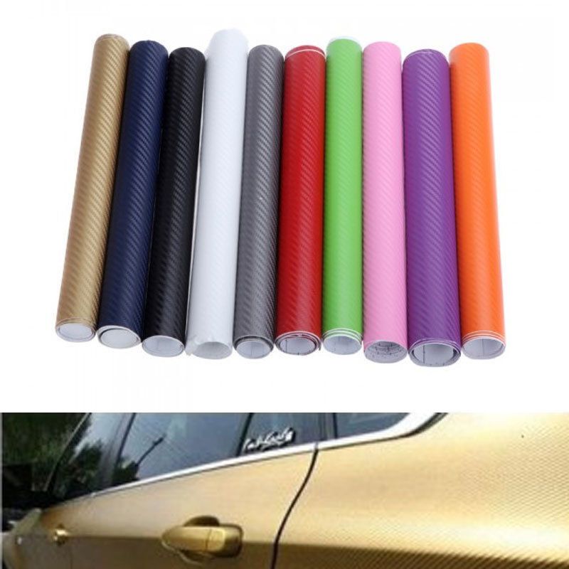 Acheter 30cmx127cm 3D En Fiber De Carbone Vinyle Voiture Wrap Feuille