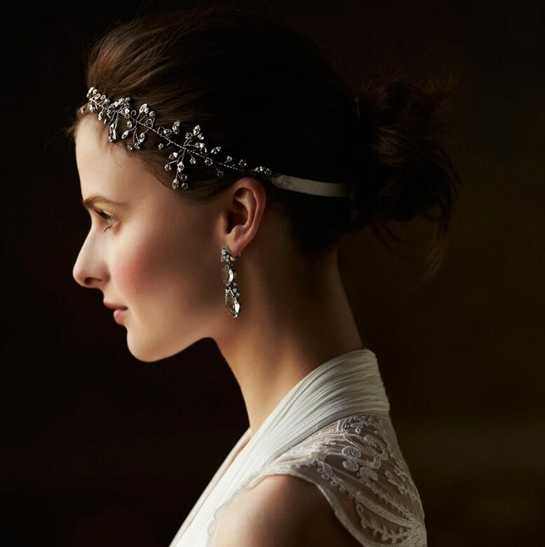 Silver Crystal Headbands Handmade Bridal Hair Accessories Vintage