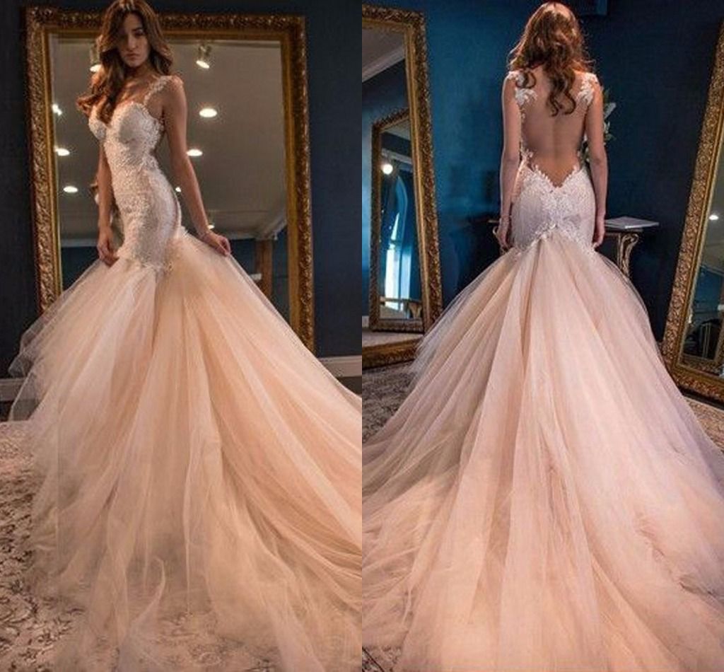 peach mermaid bridesmaid dresses