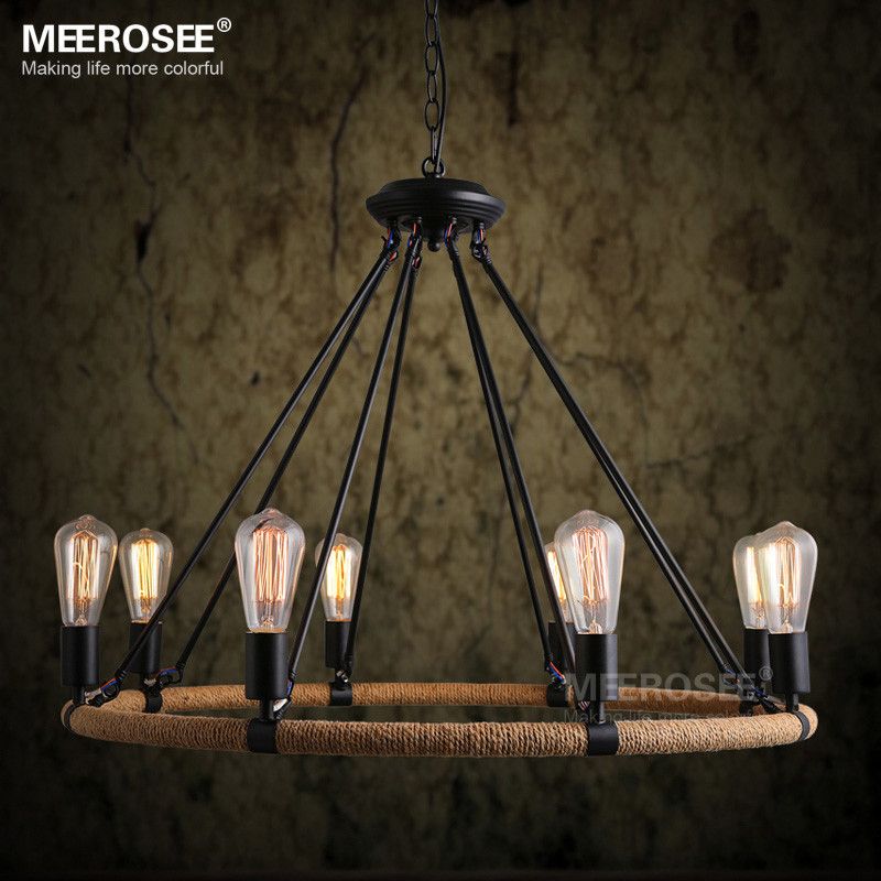 American Style Rope Chandelier Vintage Antique Suspension Lamp E27 American Style Rope Chandelier Vintage Antique Suspension Lamp E27 Edision Bulb Re Living Room Restaurant Hanging Industrial Pendant Lighting