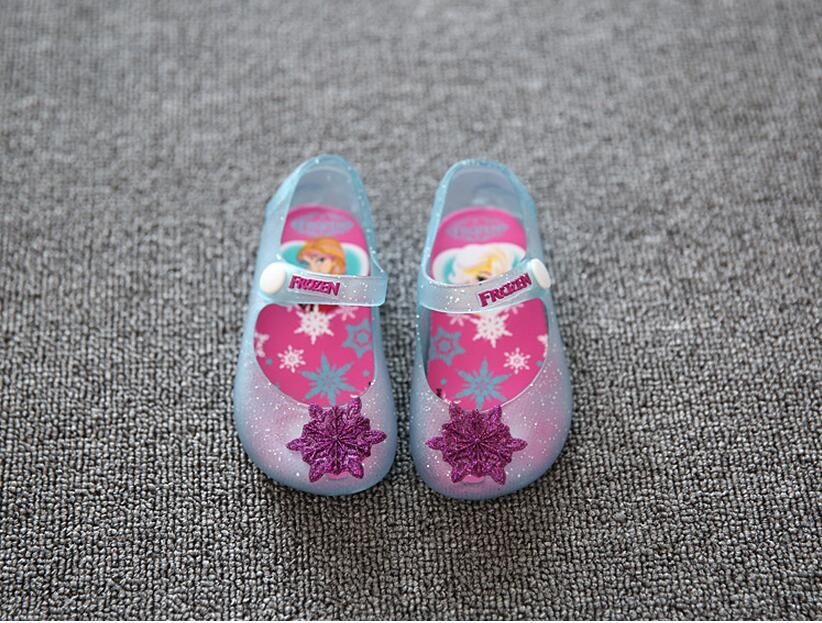 2016 Mini Melissa Frozen Girl Sandals Elsa Jelly Sandals Flat Shoes