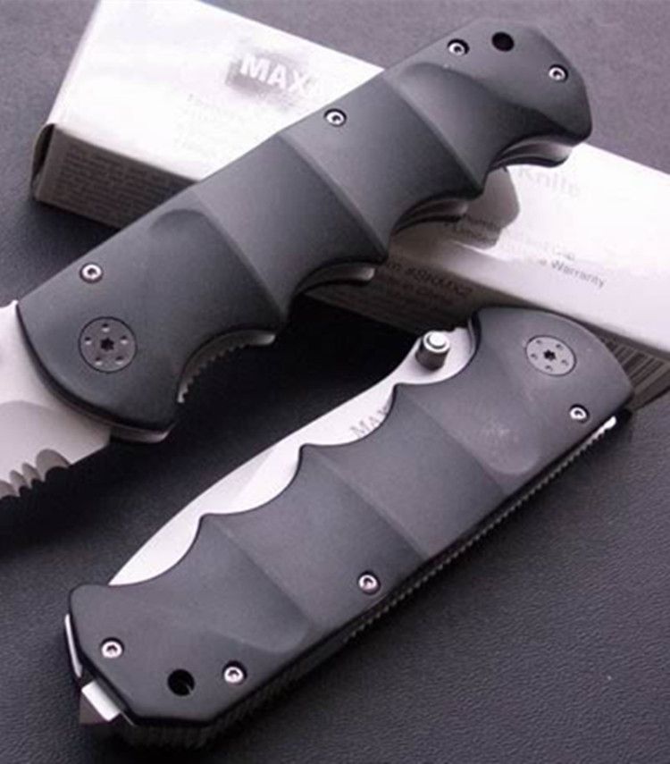 MAXAM Y0853 Survival Folding Knife 440C 56HRC Titanium Finish Blade