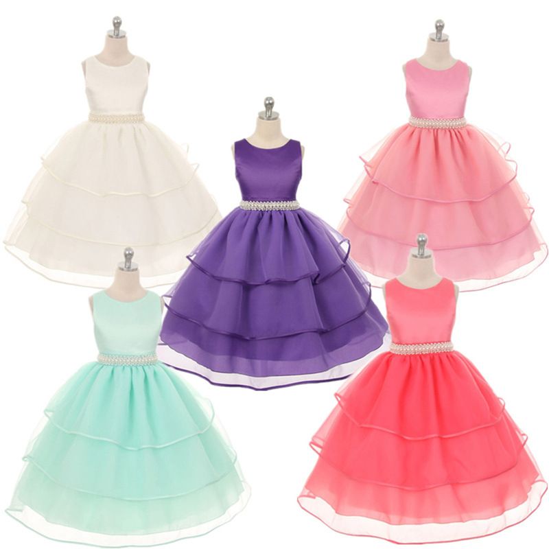 Girls Pageant Dress Formal Kids Party Prom Ball Gowns Summer Style ...