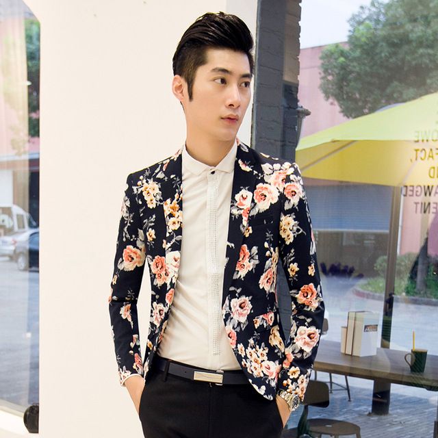 2017 New Arrival 2016 Flower Printed Blazers Mens Floral Dress Suits ...