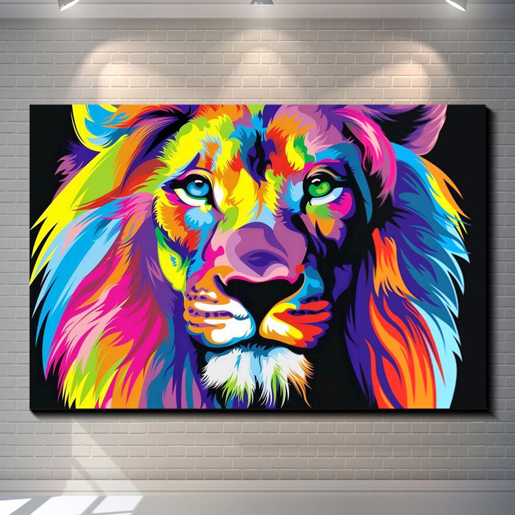 dazzle colour lion painting pictures abstract art print on the