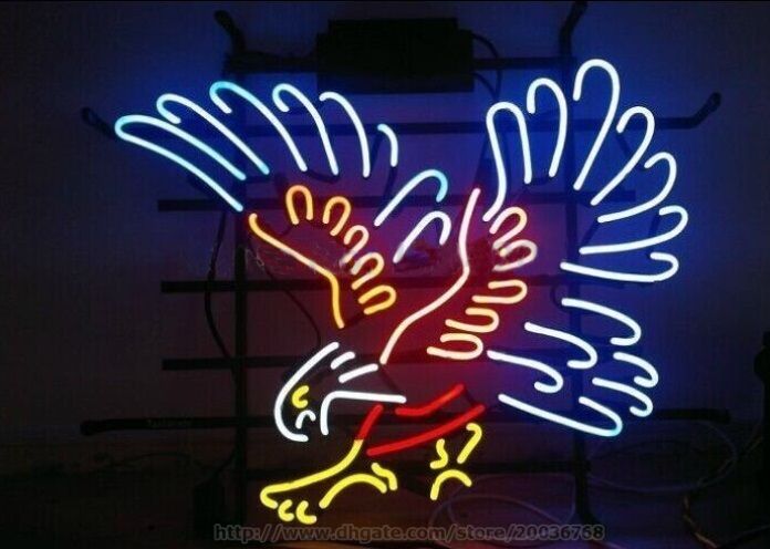 2019 Silver Hawk Eagle Handcrafted Neon Sign Real Glass