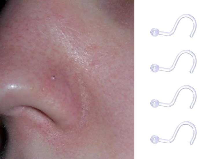 Wholesale 20G Transparent Clear UV Acrylic Nose Screw Rings,Women Men