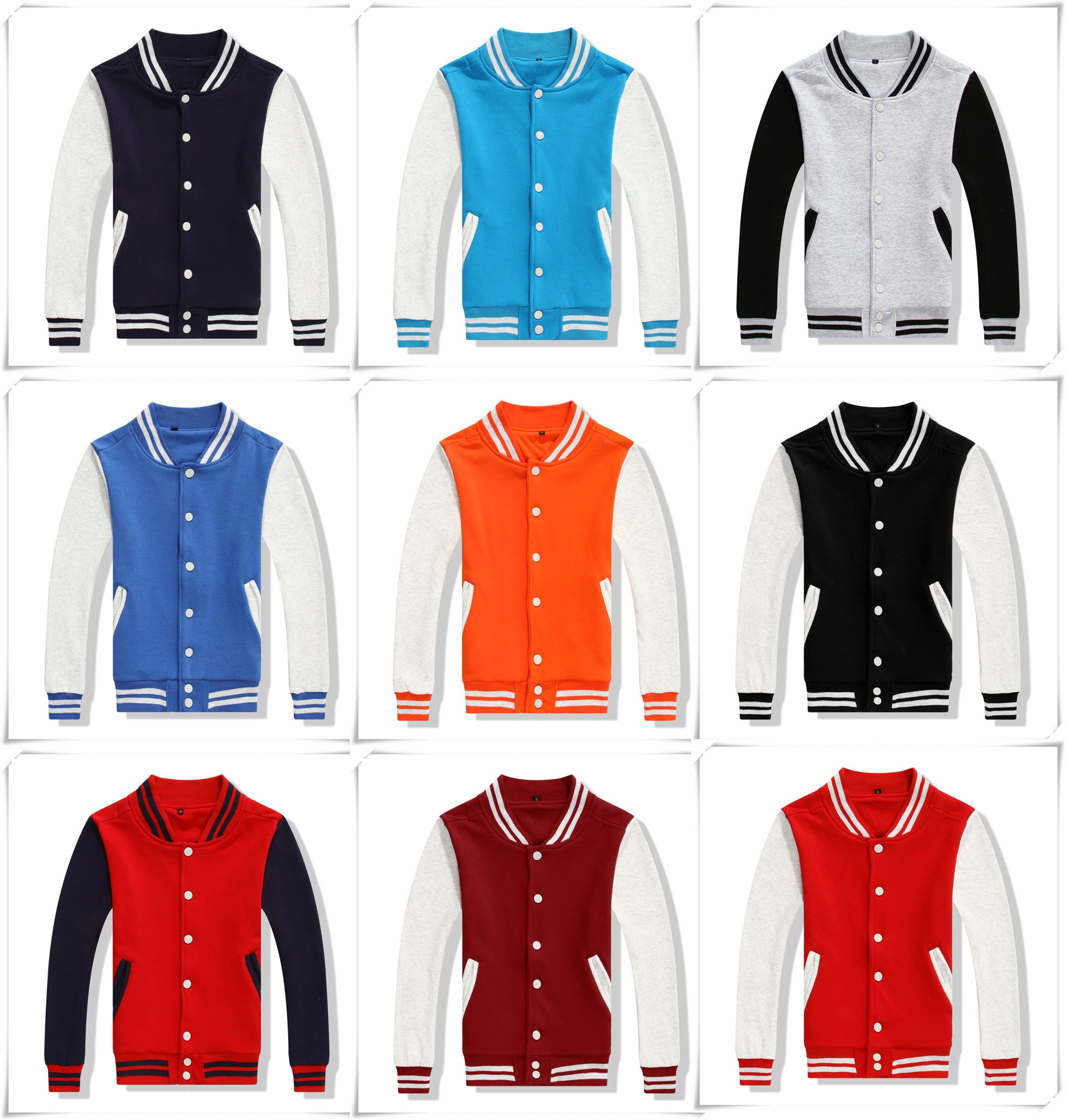 Mens Cotton Jackets Varsity Jacket Unisex Long Sleeve Stand Collar