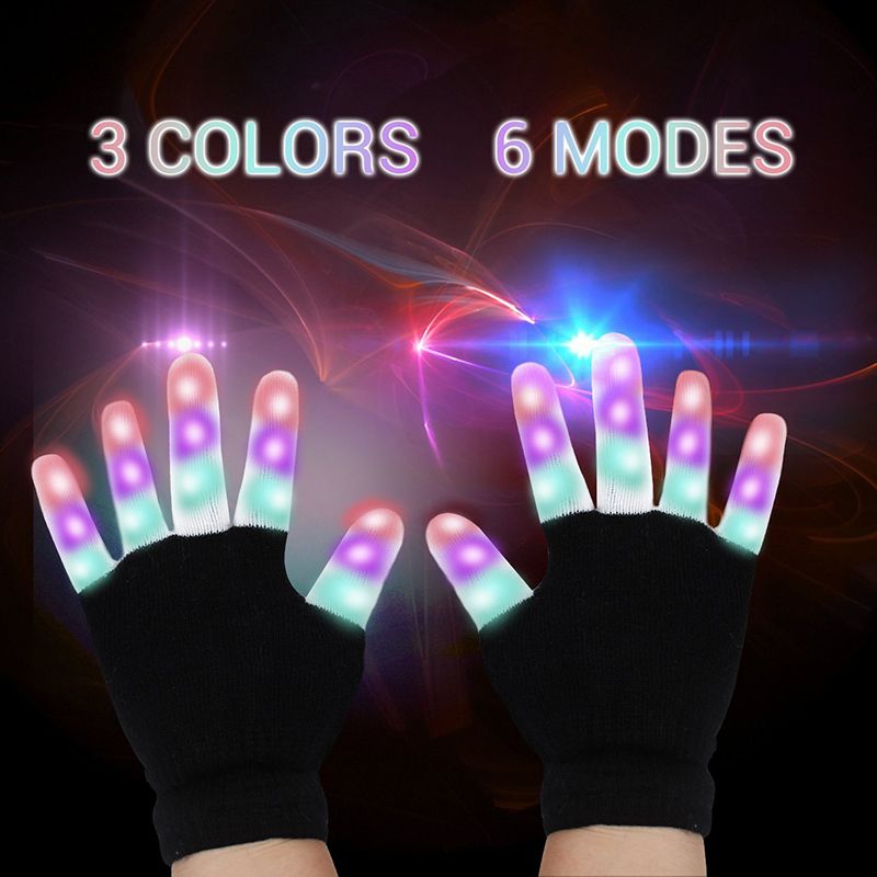 Party Halloween Black Knit warm LED Lightening Performance Dance Costume Gloves