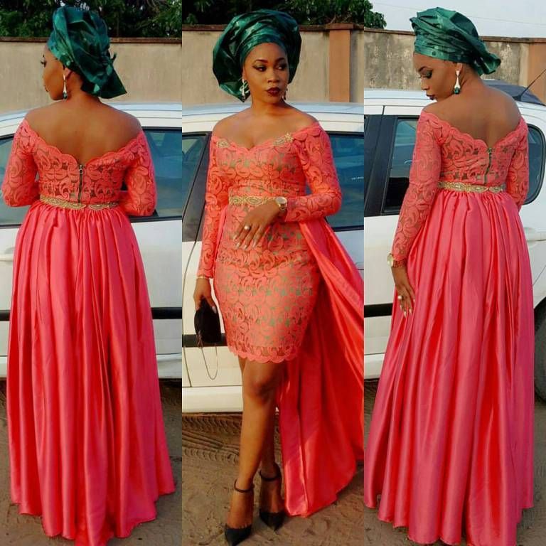 Image result for low back dinner gown aso ebi