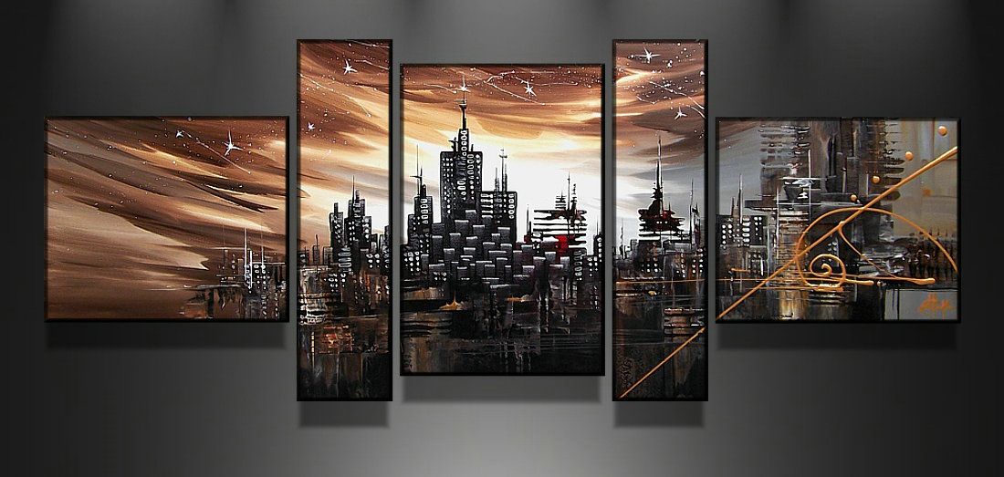 5 Panels Large Modern Wall Art Abstract City Oil Painting On Canvas Home Decoration Picture Office Hotel Decor 100 Hand Painted Abs122 - Abstract Cityscape Canvas Wall Art 5 Panels Large Modern Wall Art Abstract City Oil Painting On Canvas Home Decoration Picture Office Hotel Decor 100 Hand Painted Abs122 - Abstract Cityscape Canvas Wall Art