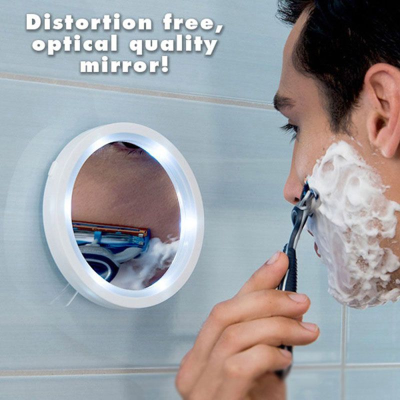 New Portable 8x Magnifying Glass Makkeup Mirror Swivel Action Led Lights Brite Cosmetic Tool Free