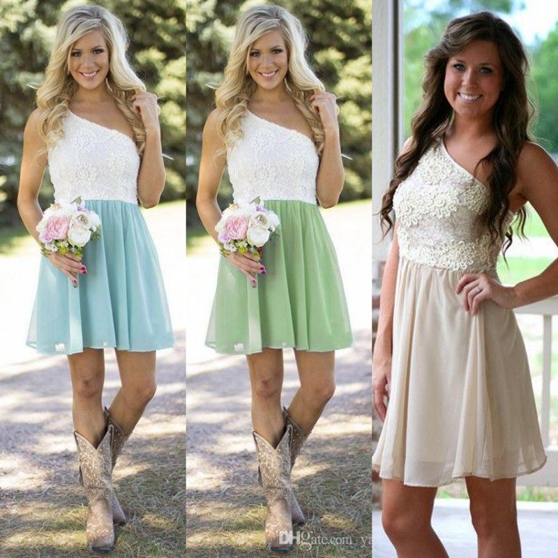 Cheap Short Bridesmaid Dresses Country Style Summer Garden Beach