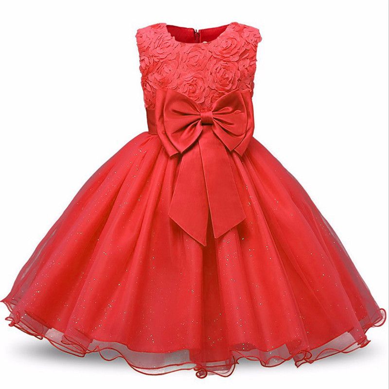 Baby Girls Dress Party Lace Dress Kids 3D Rose Flower Dresses Children Clothes Girls Wedding