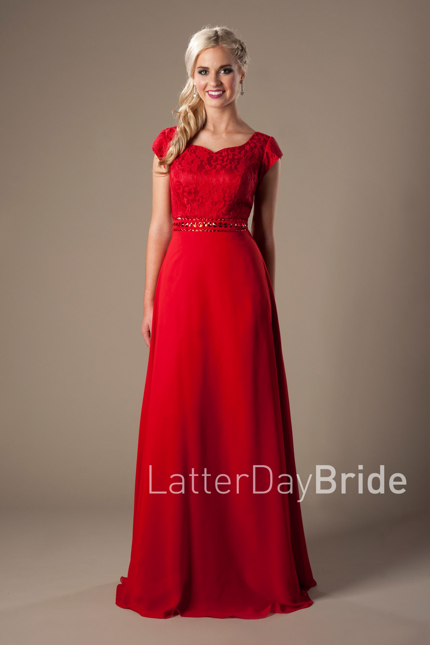 Red Modest Floor Length Bridesmaid Dresses